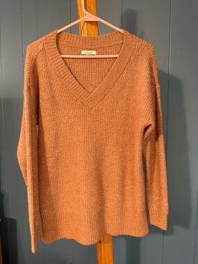 Nine West V-Neck Sweater in Pink with silver thread.